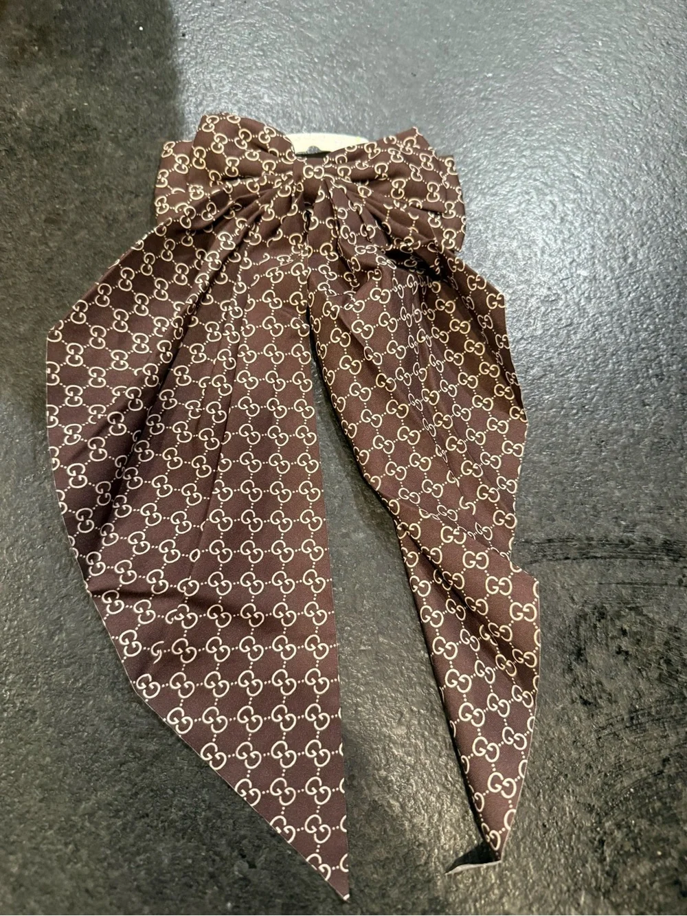 Designer-Inspired White & Black Patterned Bow
